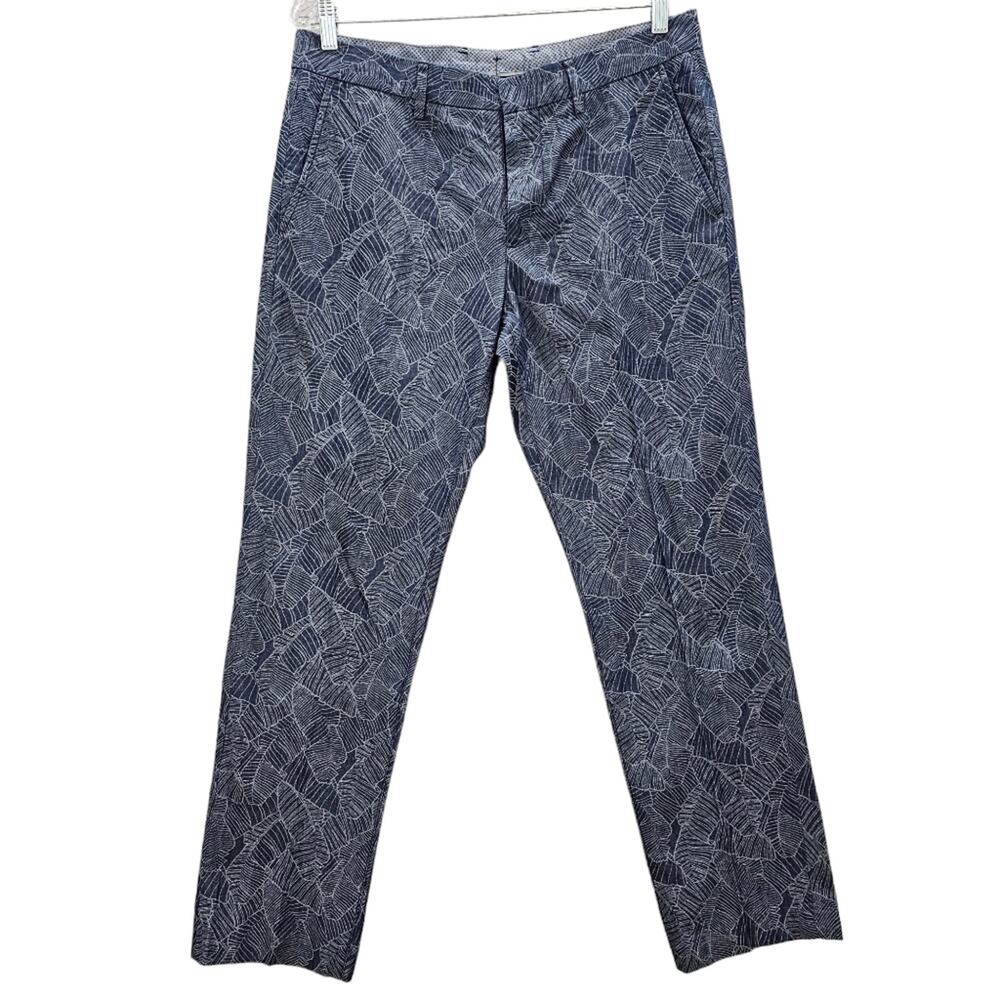 Bonobos Pants Mens Size 33 x 30 Slim Fit Blue Tropical Leaf Print Limited